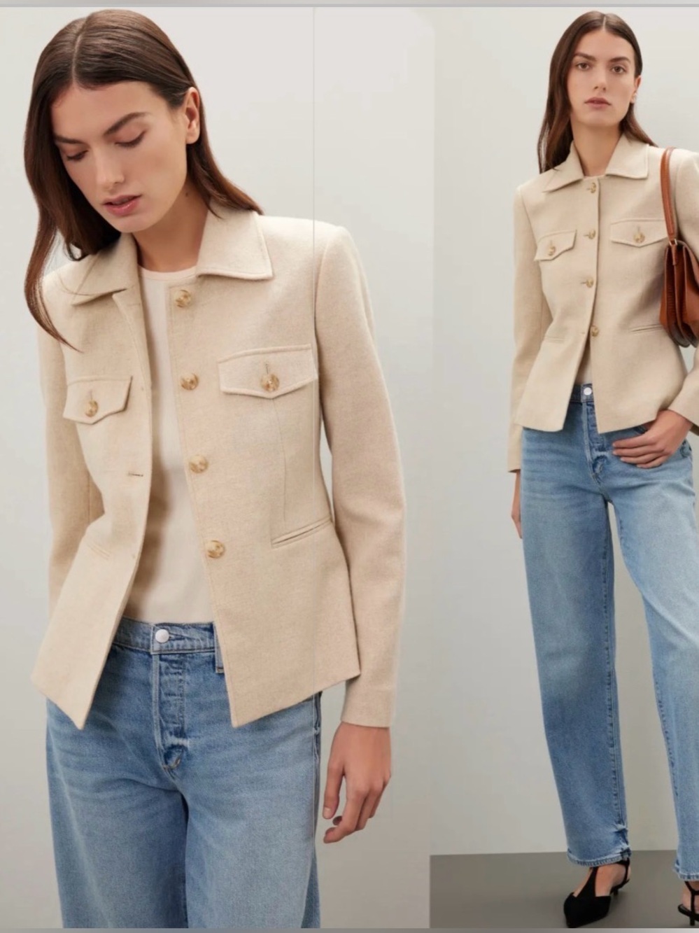 Derek Lam 10 Crosby Jasper Utility Jacket
Tailored Cream wool blend size 6
